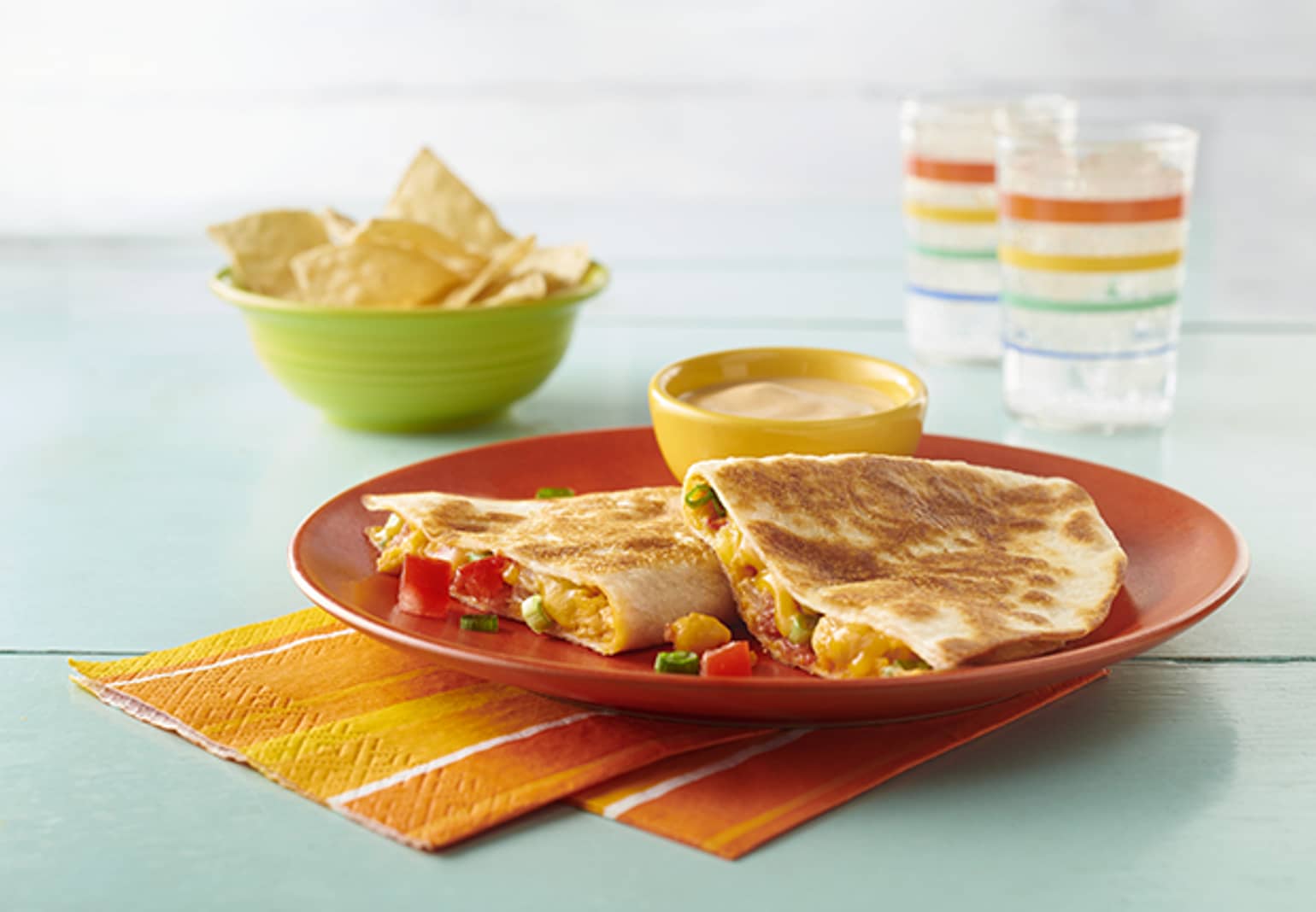 Vegetarian Buffalo Chickpea Quesadillas
